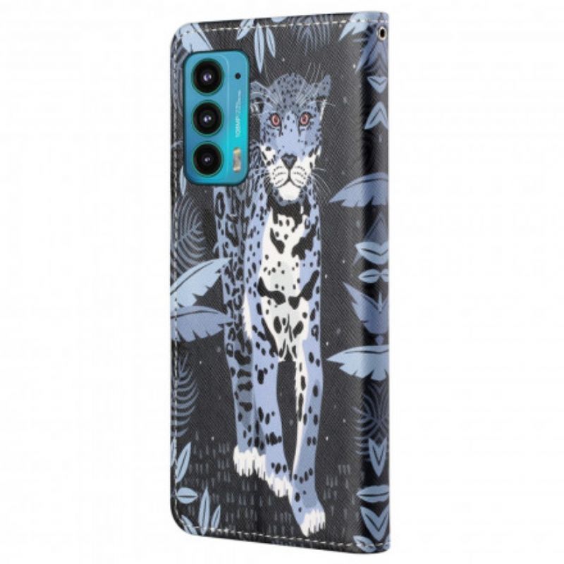 Etui Folio Motorola Edge 20 Leopard Strappy Etui Ochronne