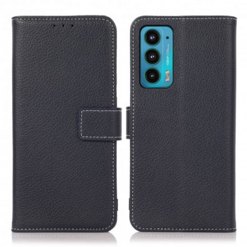 Etui Folio Motorola Edge 20 Litchi Odsłonięte Szwy