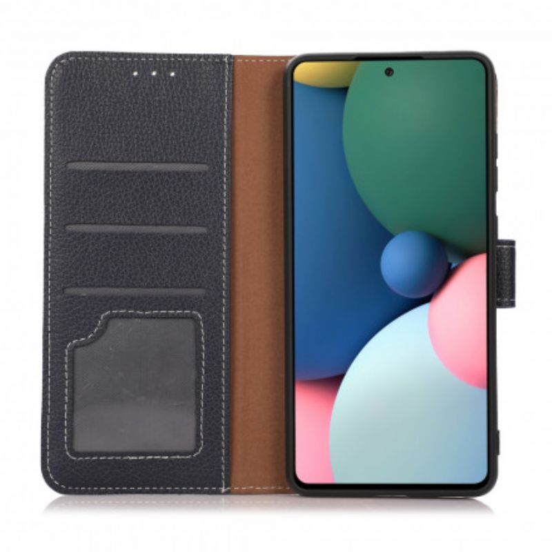 Etui Folio Motorola Edge 20 Litchi Odsłonięte Szwy