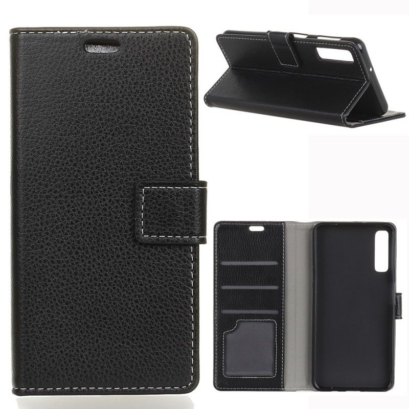 Etui Folio Samsung Galaxy A7 Biały Czarny Widoczne Szwy Z Efektem Skóry Etui Ochronne