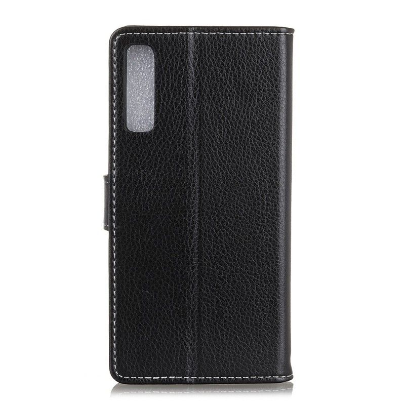 Etui Folio Samsung Galaxy A7 Biały Czarny Widoczne Szwy Z Efektem Skóry Etui Ochronne