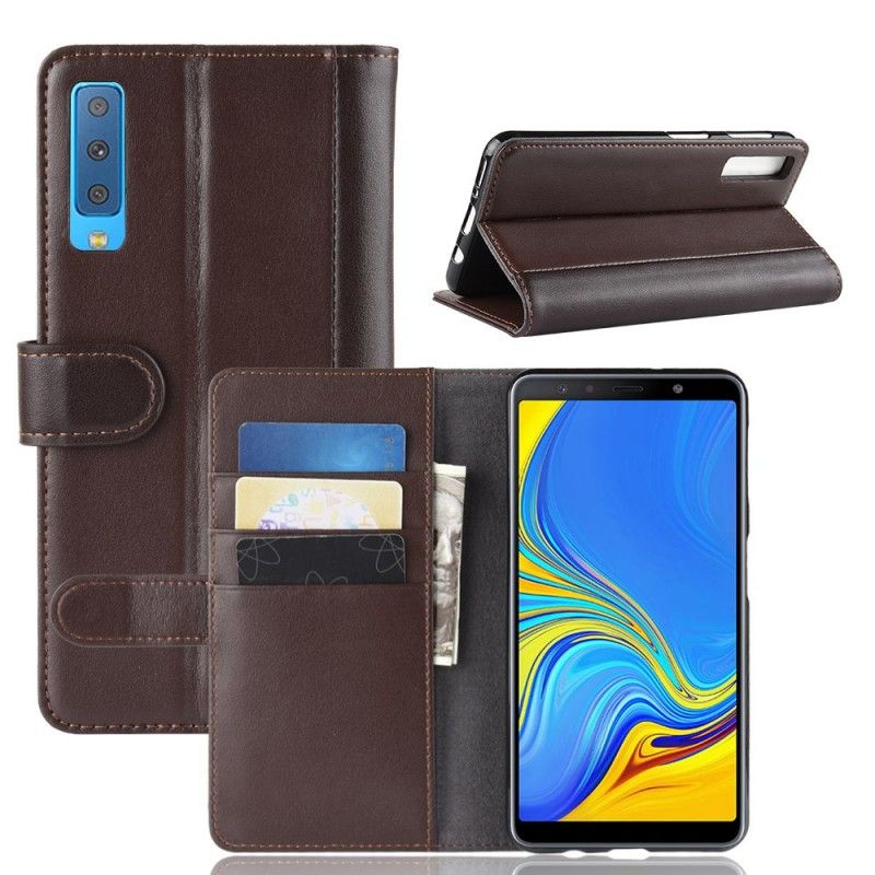 Etui Folio Samsung Galaxy A7 Brązowy Czarny Dwoina Skórzana