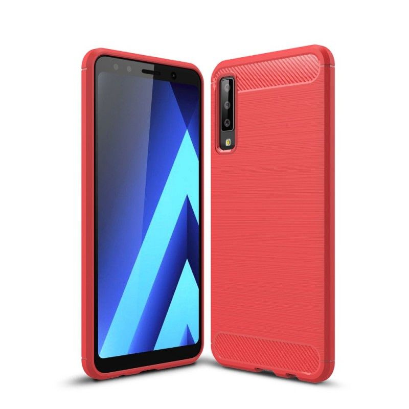 Etui Samsung Galaxy A7 Czerwony Czarny Szczotkowane Włókno Węglowe Etui Ochronne