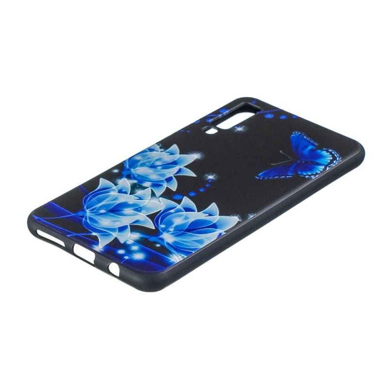 Etui Samsung Galaxy A7 Motyle I Niebieskie Kwiaty Etui Ochronne