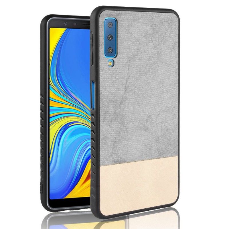 Etui Samsung Galaxy A7 Szary Czarny Dwukolorowa Imitacja Skóry