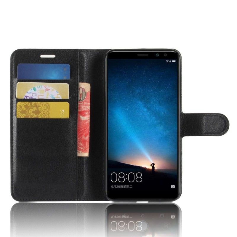 Etui Folio Huawei Mate 10 Lite Biały Czarny Efekt Skóry