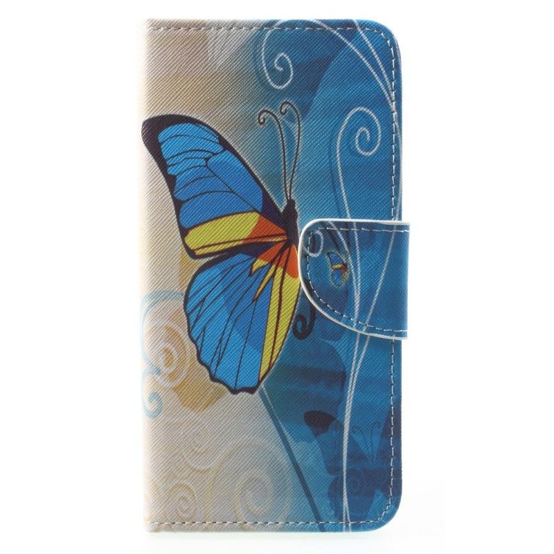 Etui Folio Huawei Mate 10 Lite Fioletowy Jasnoniebieski Kolorowy Motyl Etui Ochronne