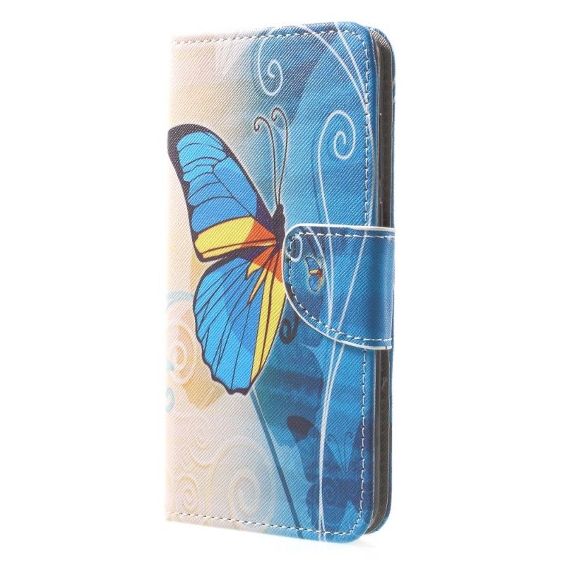 Etui Folio Huawei Mate 10 Lite Fioletowy Jasnoniebieski Kolorowy Motyl Etui Ochronne