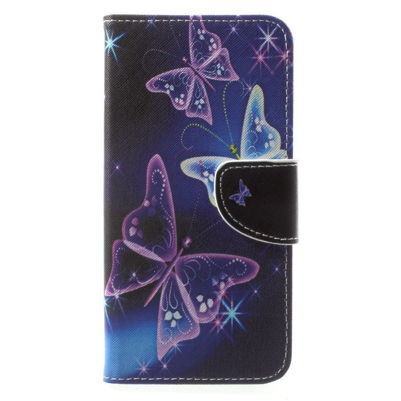 Etui Folio Huawei Mate 10 Lite Fioletowy Jasnoniebieski Kolorowy Motyl Etui Ochronne