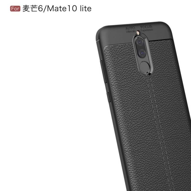 Futerały Huawei Mate 10 Lite Szary Czarny Etui na Telefon Efekt Skóry Z Podwójną Linią Liczi