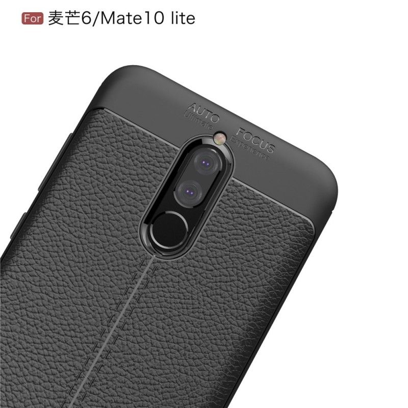 Futerały Huawei Mate 10 Lite Szary Czarny Etui na Telefon Efekt Skóry Z Podwójną Linią Liczi