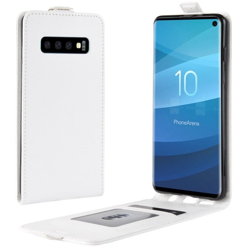 Etui Folio Samsung Galaxy S10 Biały Czarny Efekt Składanej Skóry Etui Ochronne