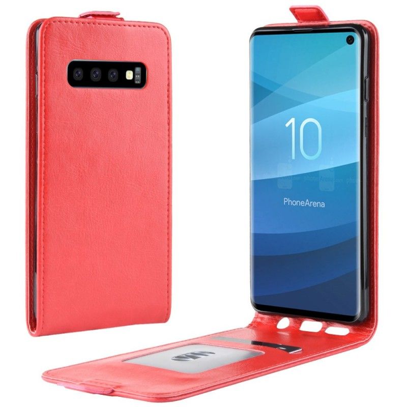 Etui Folio Samsung Galaxy S10 Biały Czarny Efekt Składanej Skóry Etui Ochronne