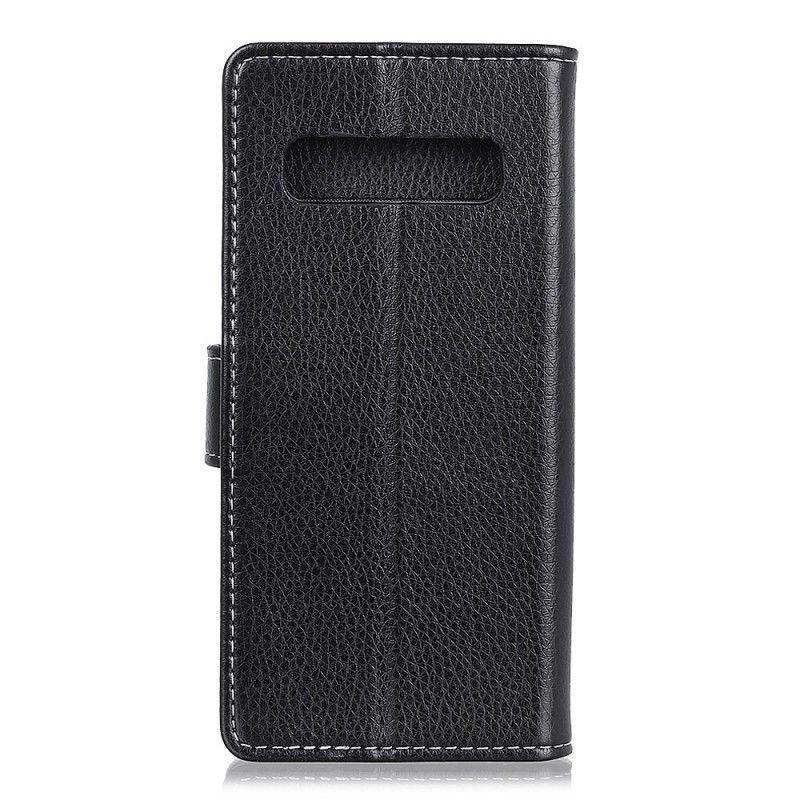 Etui Folio Samsung Galaxy S10 Biały Czarny Imitacja Skóry Liczi Etui Ochronne