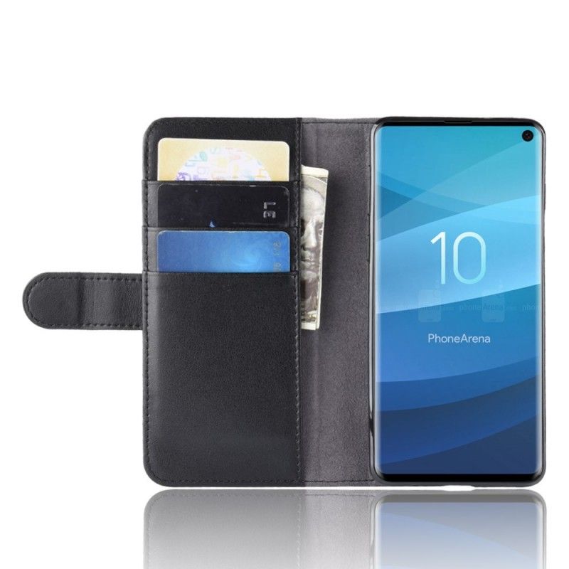 Etui Folio Samsung Galaxy S10 Brązowy Czarny Dwoina Skórzana Etui Ochronne