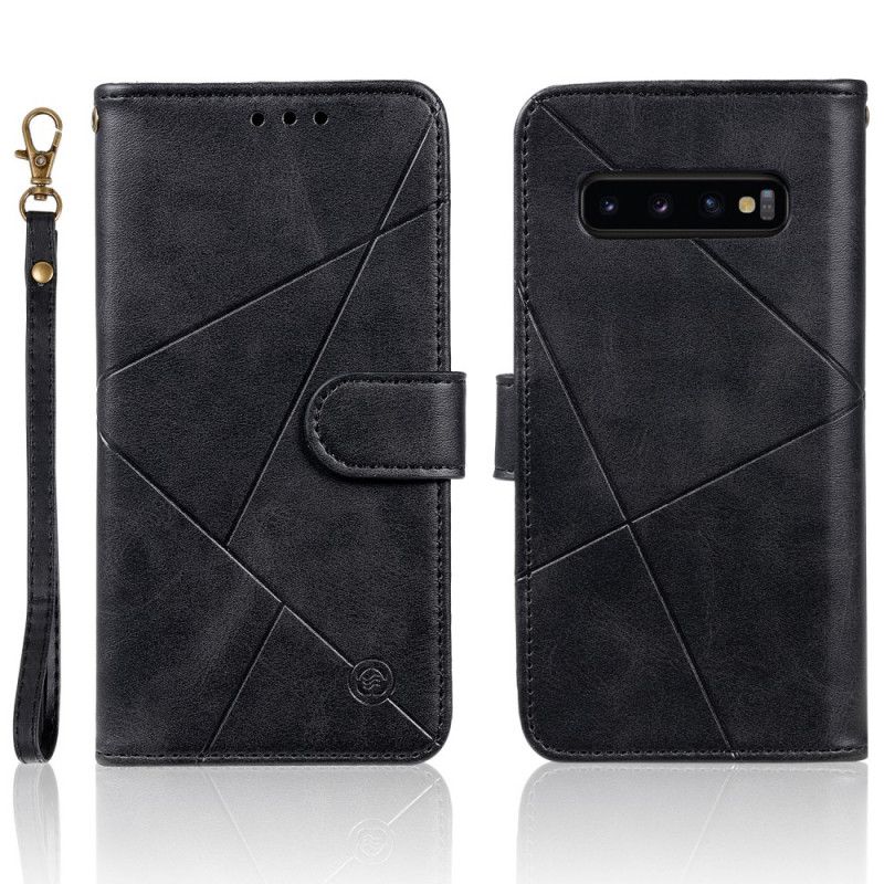 Etui Folio Samsung Galaxy S10 Czerwony Czarny Diamentowa Imitacja Skóry