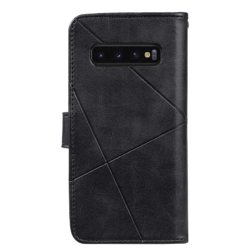 Etui Folio Samsung Galaxy S10 Czerwony Czarny Diamentowa Imitacja Skóry