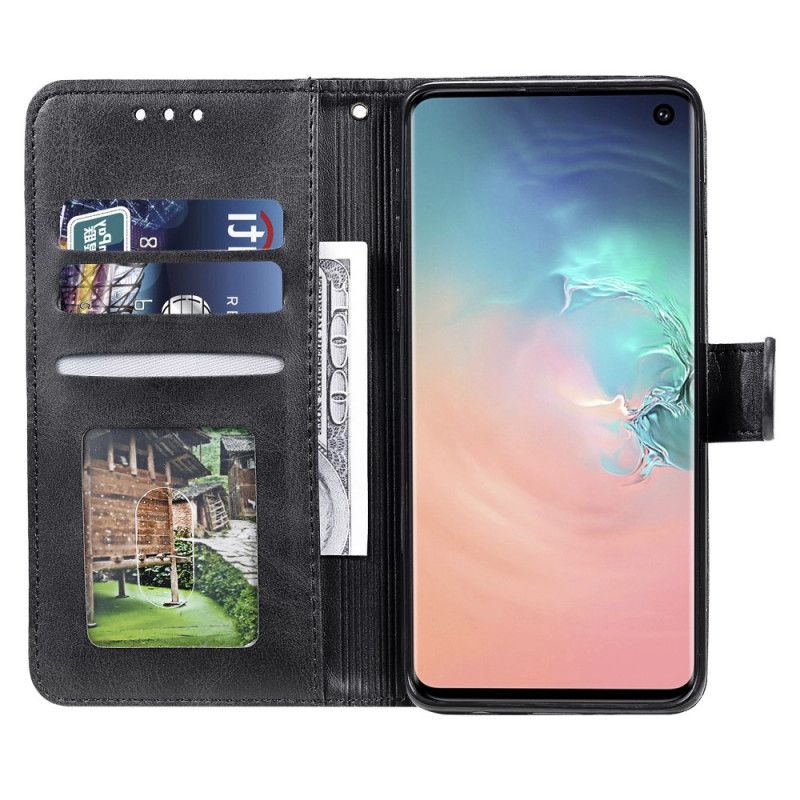 Etui Folio Samsung Galaxy S10 Czerwony Czarny Diamentowa Imitacja Skóry