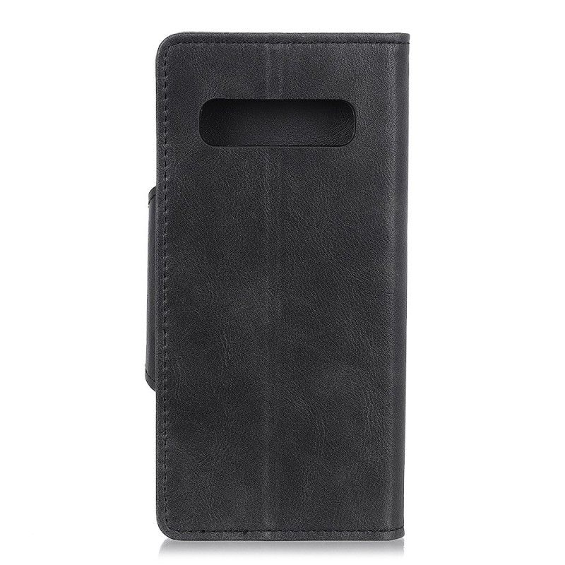 Etui Folio Samsung Galaxy S10 Czerwony Czarny Imitacja Skóry Guzików Etui Ochronne