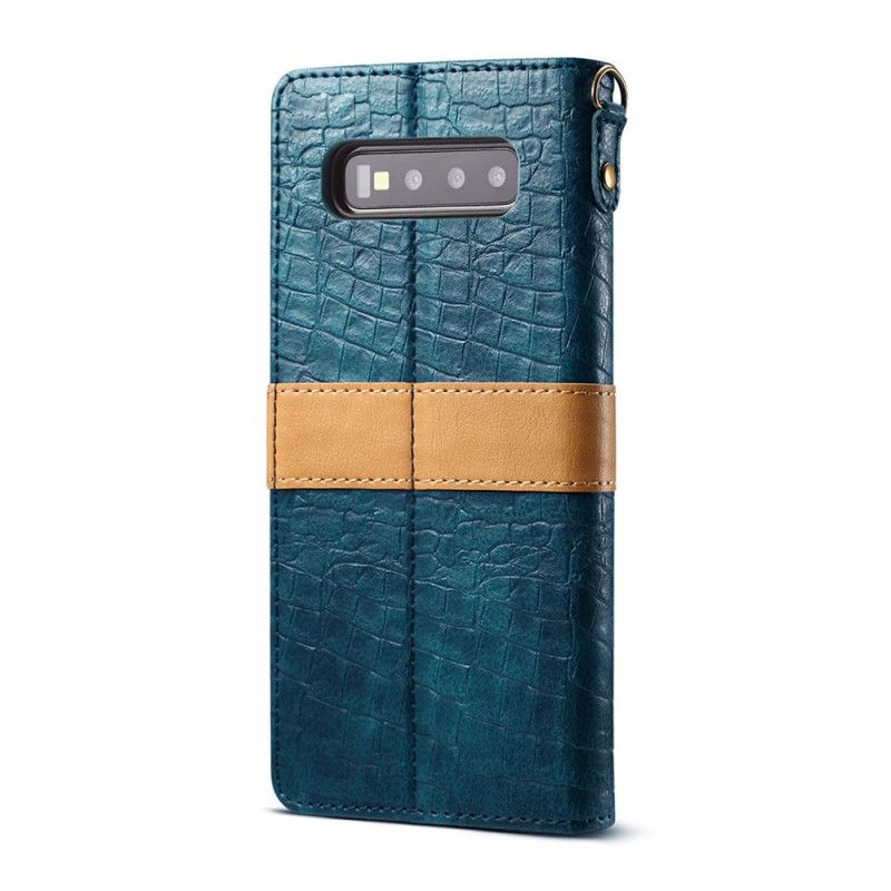 Etui Folio Samsung Galaxy S10 Granatowy Czarny Krokodyl I Pasek Etui Ochronne