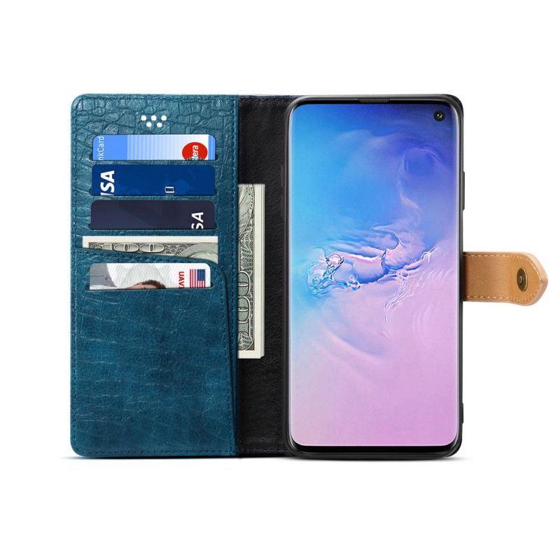 Etui Folio Samsung Galaxy S10 Granatowy Czarny Krokodyl I Pasek Etui Ochronne