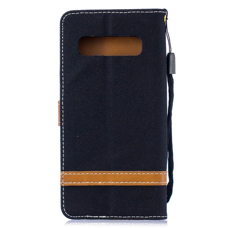 Etui Folio Samsung Galaxy S10 Szary Czarny Efekt Tkaniny I Skóry Ze Stringami Etui Ochronne