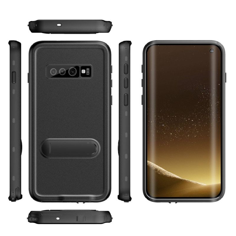 Etui Samsung Galaxy S10 Biały Czarny Wodoodporny Ze Wsparciem Z Czerwonego Pieprzu Etui Ochronne