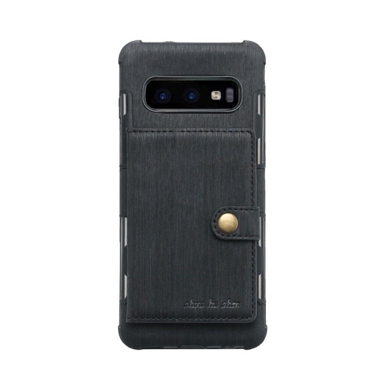 Etui Samsung Galaxy S10 Ciemnoczerwony Szary Etui Na Karty Premium Z Tkaniny