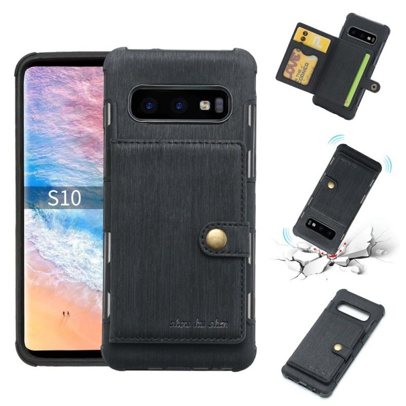 Etui Samsung Galaxy S10 Ciemnoczerwony Szary Etui Na Karty Premium Z Tkaniny