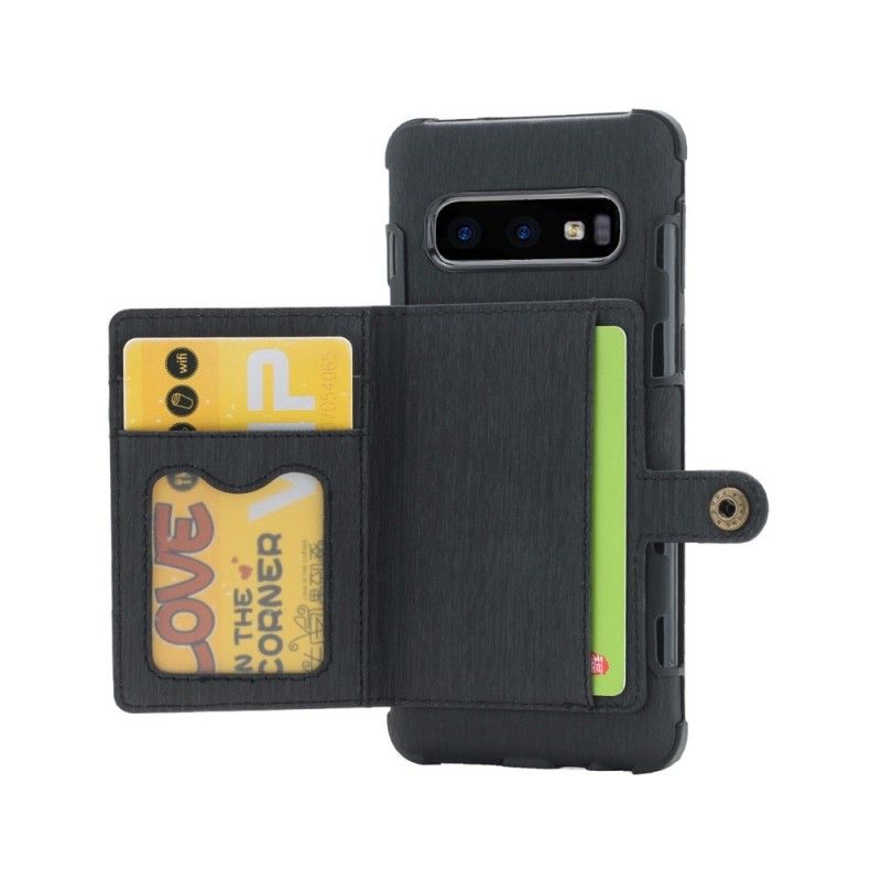 Etui Samsung Galaxy S10 Ciemnoczerwony Szary Etui Na Karty Premium Z Tkaniny