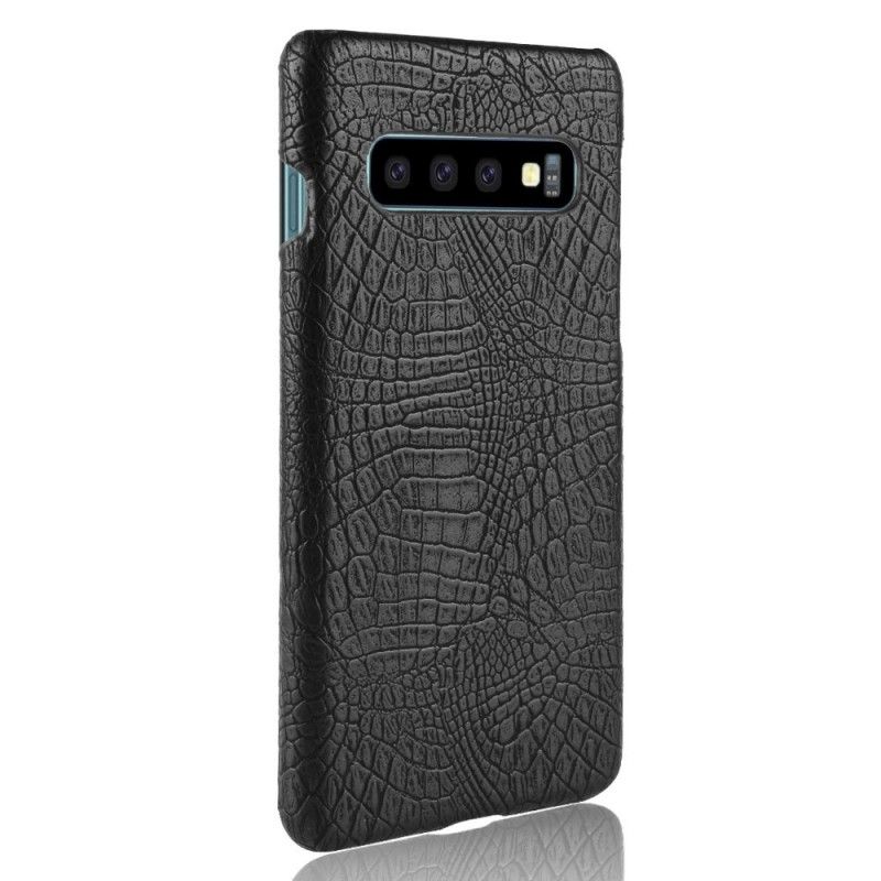 Etui Samsung Galaxy S10 Czerwony Czarny Efekt Skóry Krokodyla