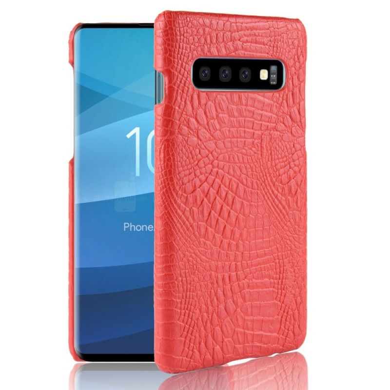 Etui Samsung Galaxy S10 Czerwony Czarny Efekt Skóry Krokodyla