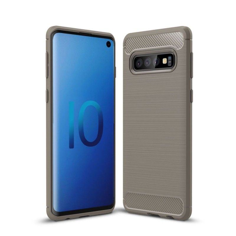 Etui Samsung Galaxy S10 Czerwony Czarny Szczotkowane Włókno Węglowe