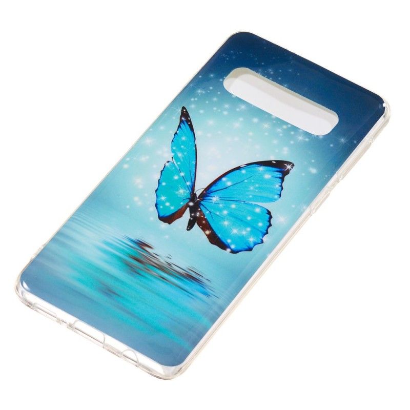 Etui Samsung Galaxy S10 Fluorescencyjny Niebieski Motyl Etui Ochronne