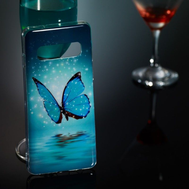 Etui Samsung Galaxy S10 Fluorescencyjny Niebieski Motyl Etui Ochronne