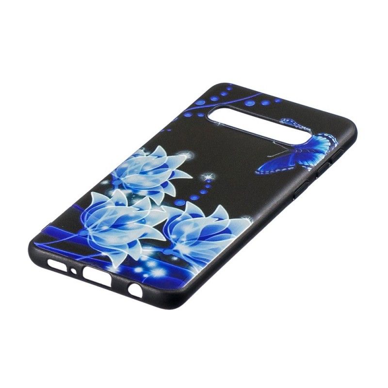 Etui Samsung Galaxy S10 Motyle I Niebieskie Kwiaty Etui Ochronne