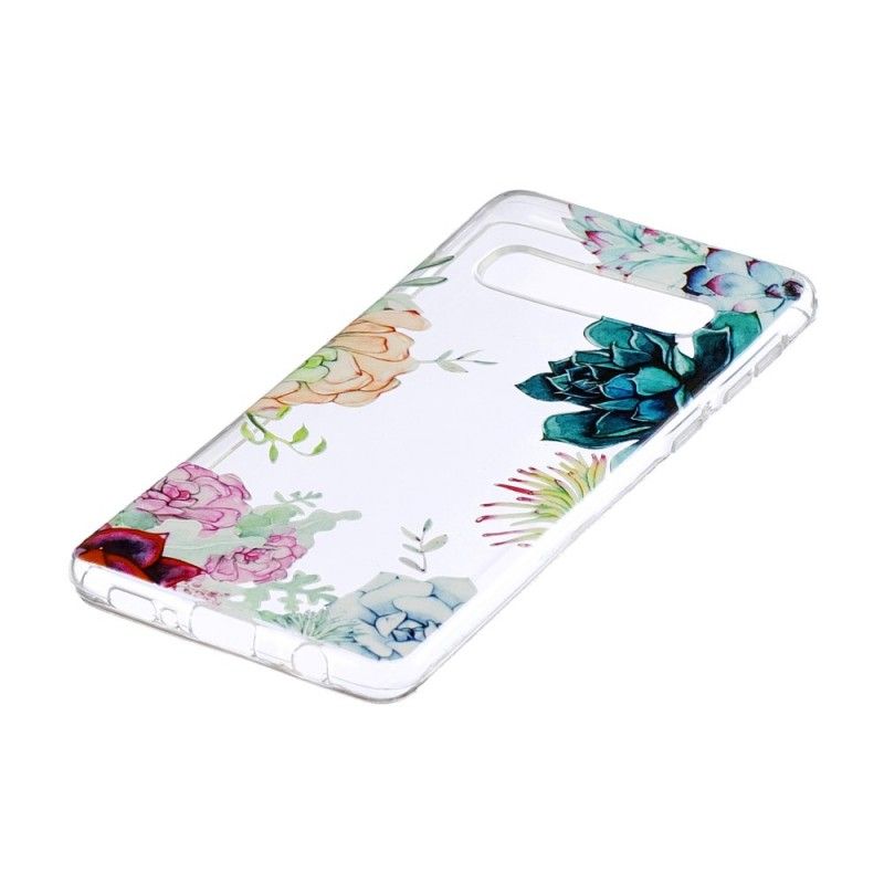 Etui Samsung Galaxy S10 Przezroczyste Kwiaty Akwarelowe Etui Ochronne