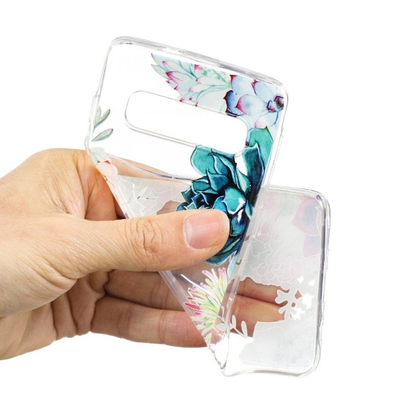 Etui Samsung Galaxy S10 Przezroczyste Kwiaty Akwarelowe Etui Ochronne