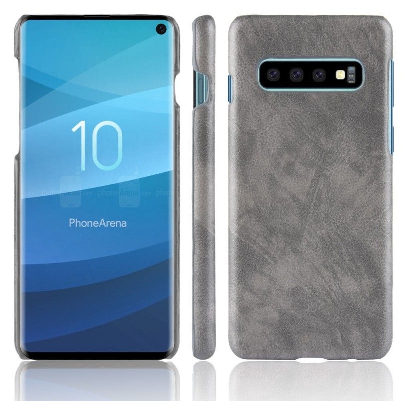 Etui Samsung Galaxy S10 Szary Czarny Efekt Skóry Liczi Etui Ochronne