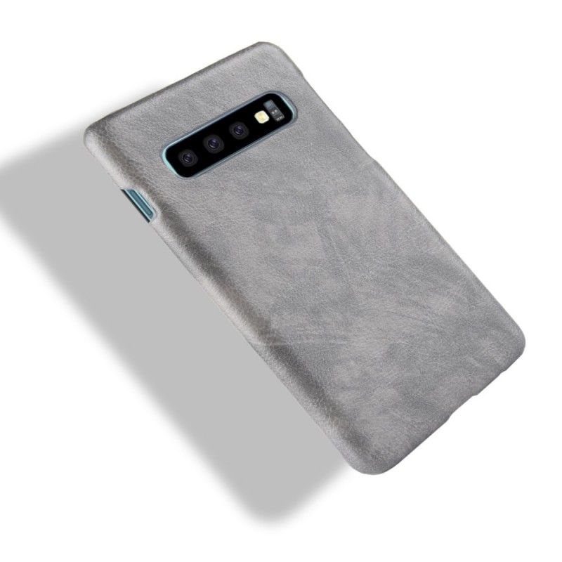 Etui Samsung Galaxy S10 Szary Czarny Efekt Skóry Liczi Etui Ochronne