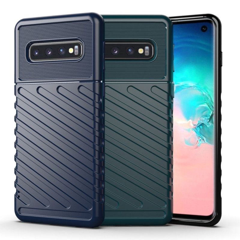 Etui Samsung Galaxy S10 Zielony Czarny Seria Grzmotów Etui Ochronne