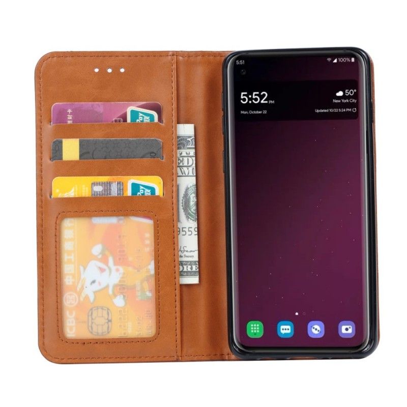 Flip Kotelot Samsung Galaxy S10 Czerwony Czarny Etui na Telefon Etui Na Karty Ze Sztucznej Skóry