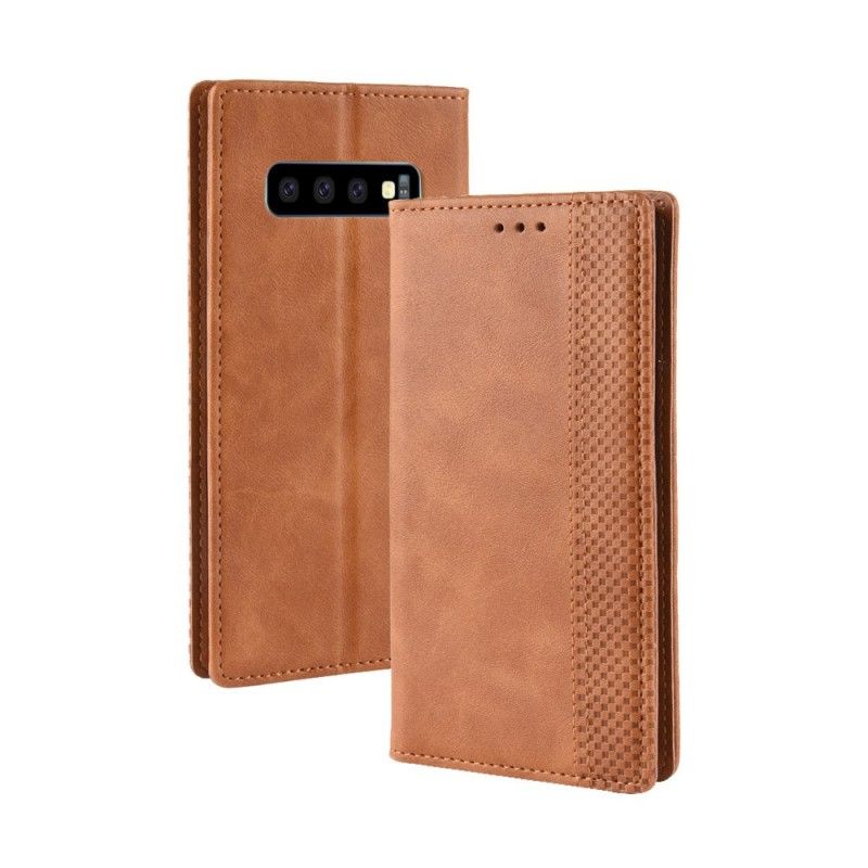 Flip Kotelot Samsung Galaxy S10 Czerwony Czarny Etui na Telefon Stylizowany Efekt Skóry W Stylu Vintage