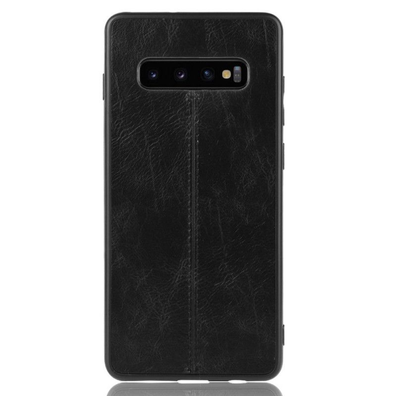 Futerały Samsung Galaxy S10 Czerwony Czarny Etui na Telefon Efekt Szytej Skóry