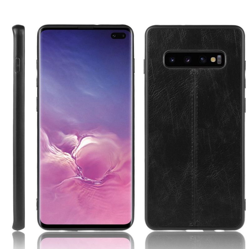 Futerały Samsung Galaxy S10 Czerwony Czarny Etui na Telefon Efekt Szytej Skóry