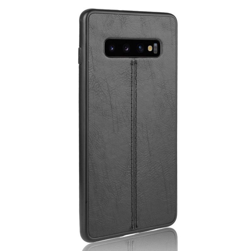 Futerały Samsung Galaxy S10 Czerwony Czarny Etui na Telefon Efekt Szytej Skóry