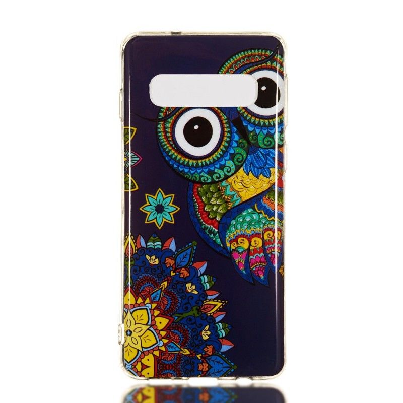 Futerały Samsung Galaxy S10 Etui na Telefon Fluorescencyjna Sowa Mandala