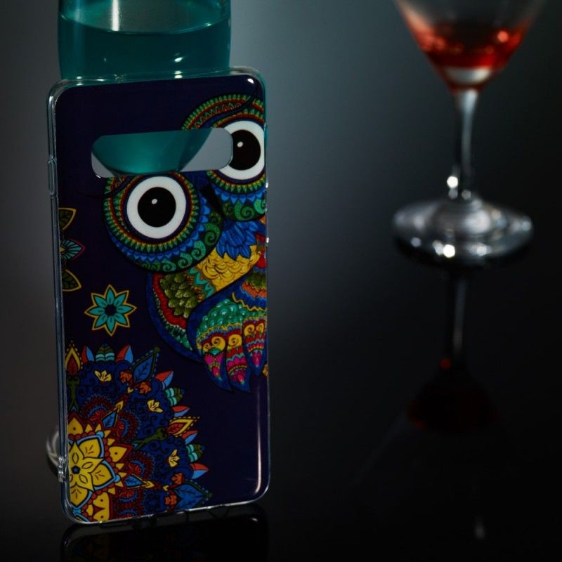 Futerały Samsung Galaxy S10 Etui na Telefon Fluorescencyjna Sowa Mandala