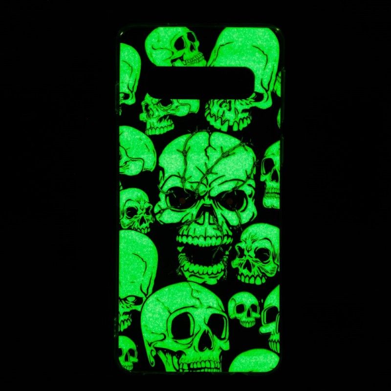 Futerały Samsung Galaxy S10 Etui na Telefon Uwaga Fluorescencyjne Czaszki