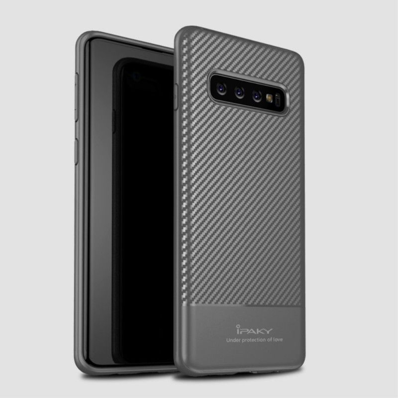 Futerały Samsung Galaxy S10 Szary Czarny Etui na Telefon Ipaky Włókno Węglowe